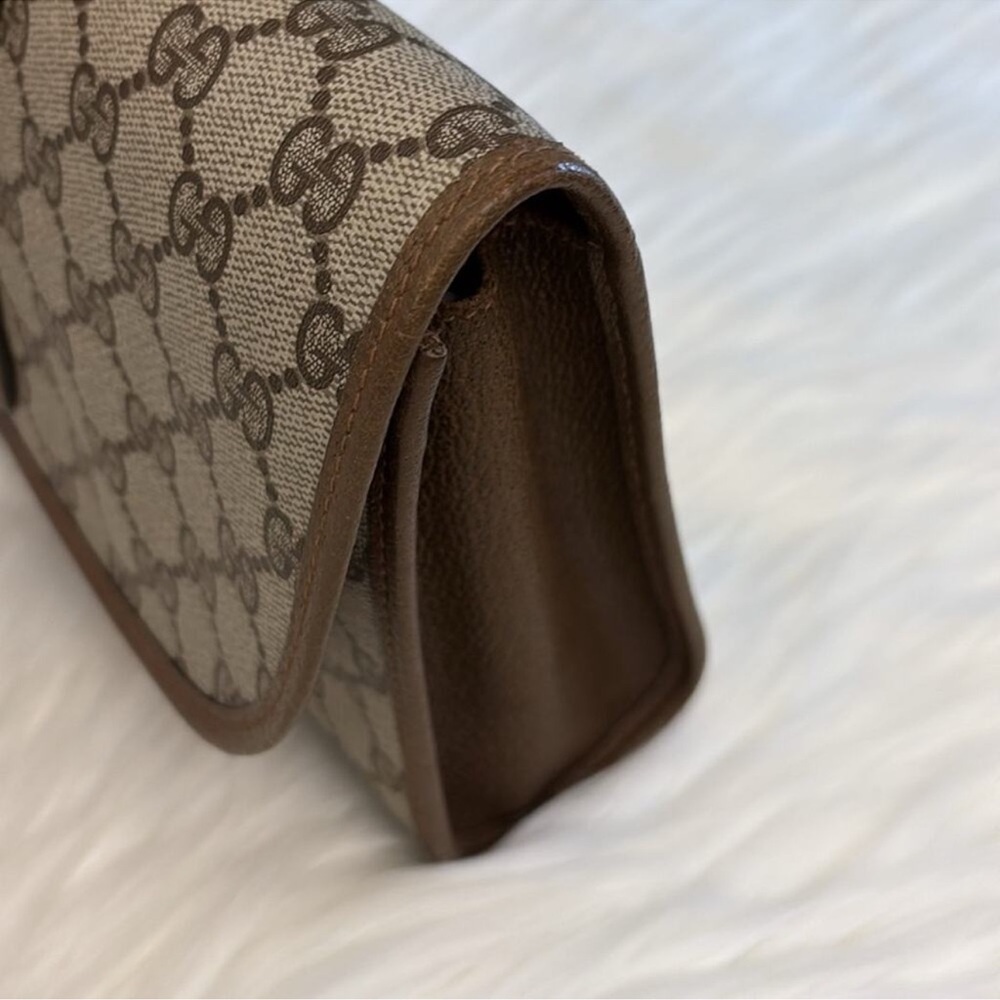 Authentic Vintage GUCCI GG Supreme Sherry Line PVC Leather Clutch HandBag EUC - Picture 9 of 14